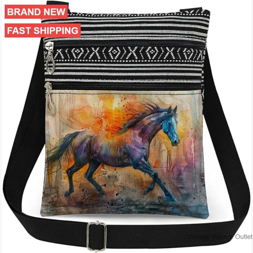 Adjustable Crossbody Bag with Dual Compartments Lightweight Polyester Messenger